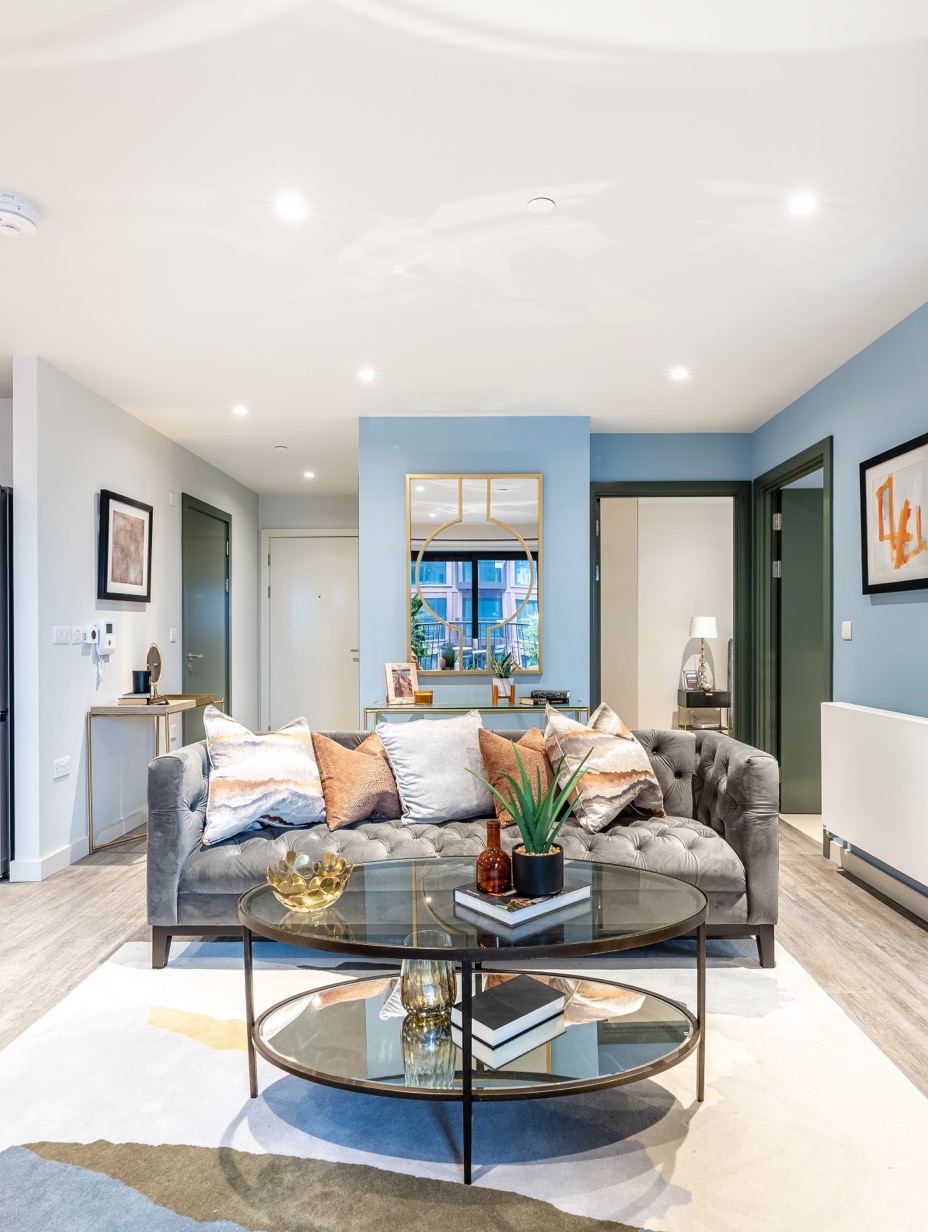 The open living room and kitchen of a Zen flat